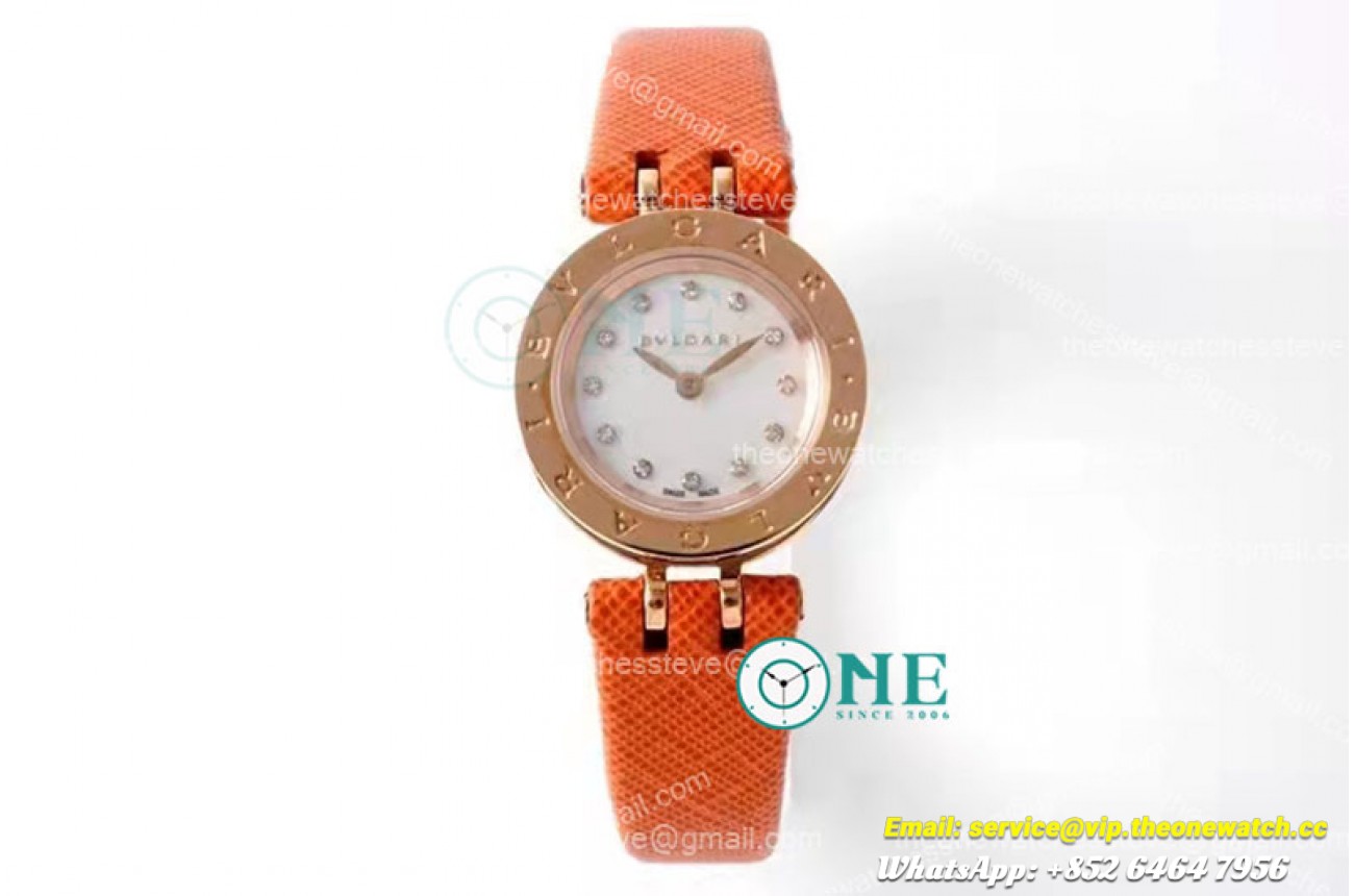 Bvlgari - B ZERO 23mm RG/LE White/Dia Orange Swiss Qua