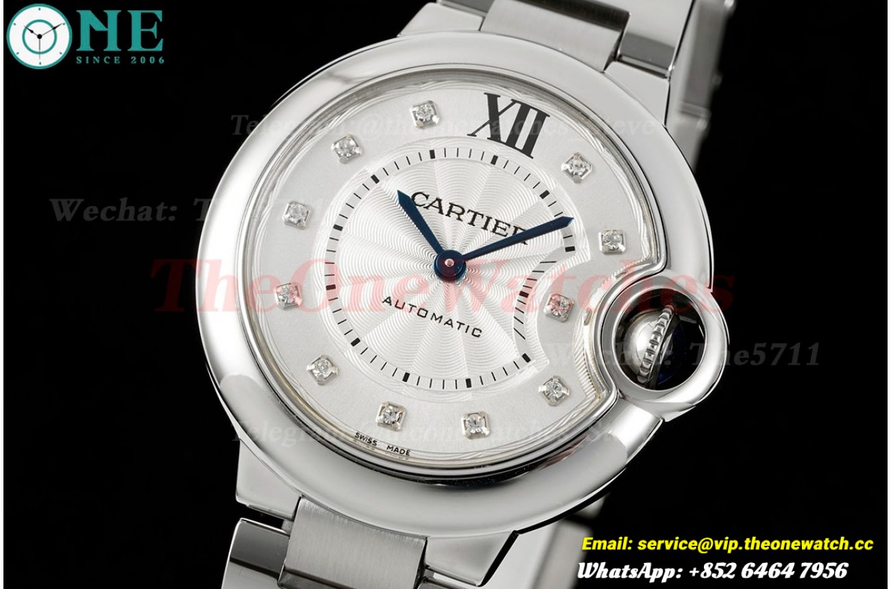 Ballon Bleu De Cartier SS/SS Wht/Dia 36mm 3KF A076