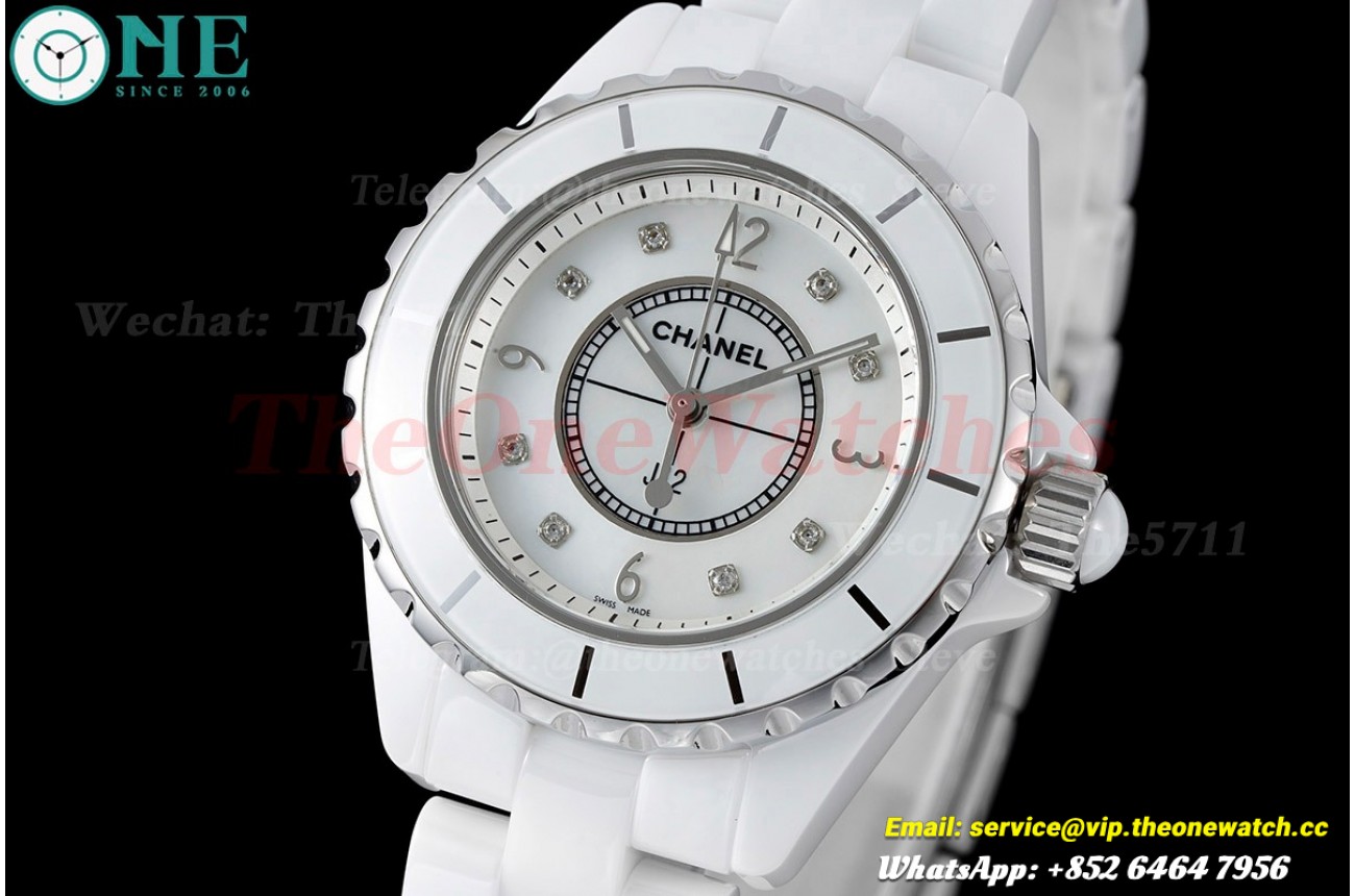 J12 Ladies 33mm Ceramic/Cer Mop/Dia XF Swiss Quartz
