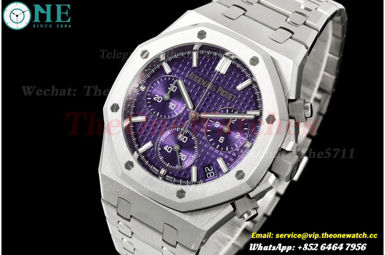 Royal Oak Chrono 26240ST 41mm SS/SS Purple Dial OCTA SH4401 (Free Sprung)