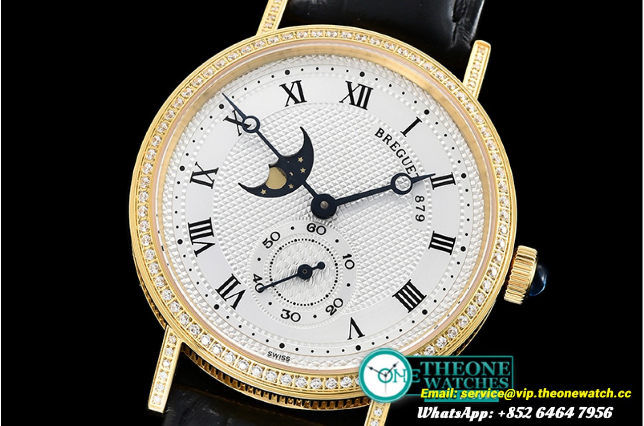Breguet - Classique MoonPhase Ref.3300 Diam YG/LE Wht MY9015 Mod