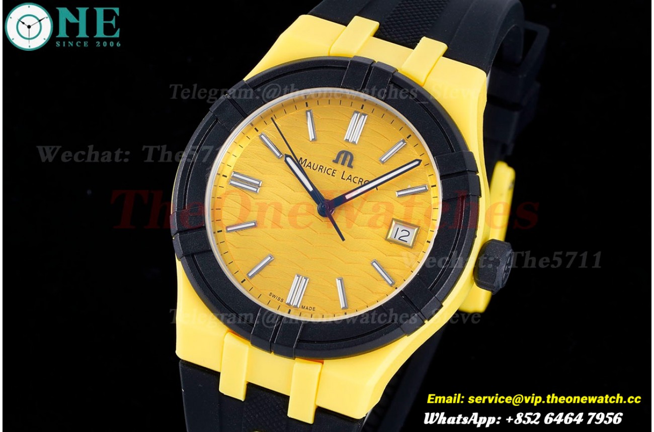 Aikon 40mm Yellow Dial On Rubber Strap Ronda515