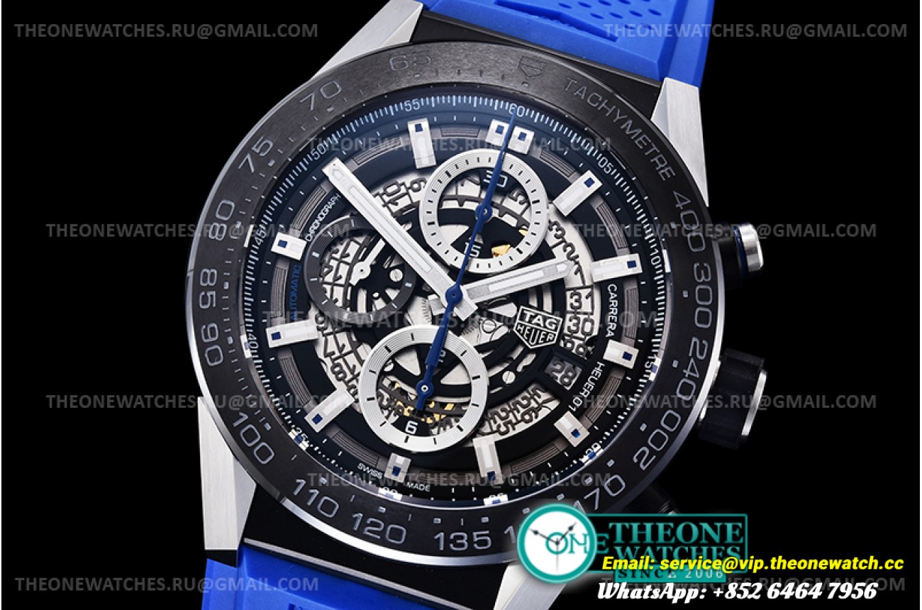 Tag Heuer - Carrera Cal. HEUER 01 45mm SS/RU Blue XF A1887 Chrono