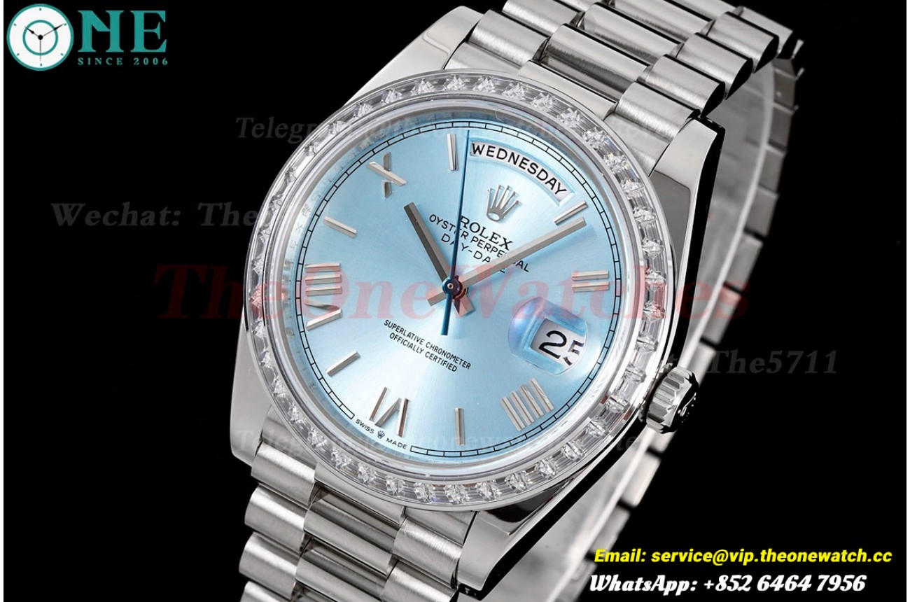 DayDate 228396 40mm Pres SS/SS Ice Blue Dial GSF A3255 (Tungsten Heavy Version)