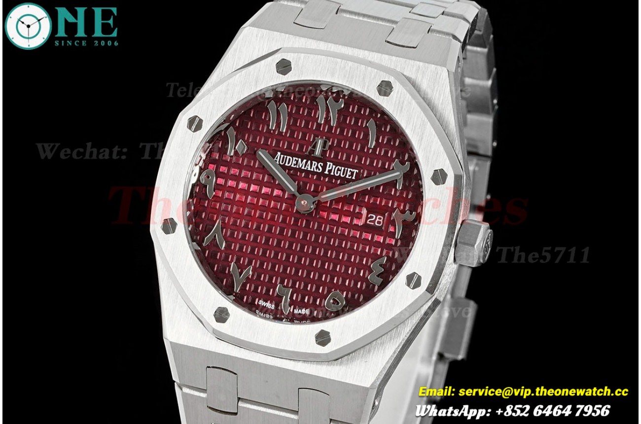 Royal Oak Ladies 67650 33mm SS/SS Red ZF Swiss Qtz