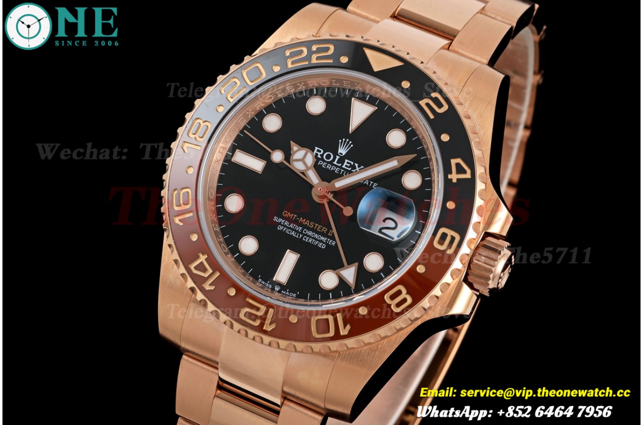 GMT Master II 126715CHNR Oys 40mm RG/RG Black Dial RCF SH3285