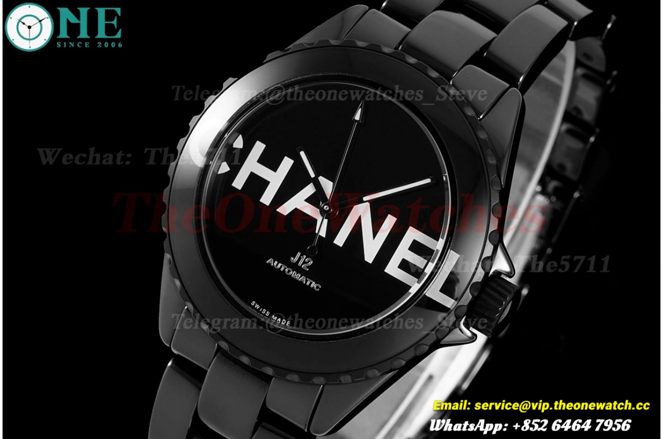 J12 38mm Black Ceramic/Cer Chanel Dial HTF A12.1