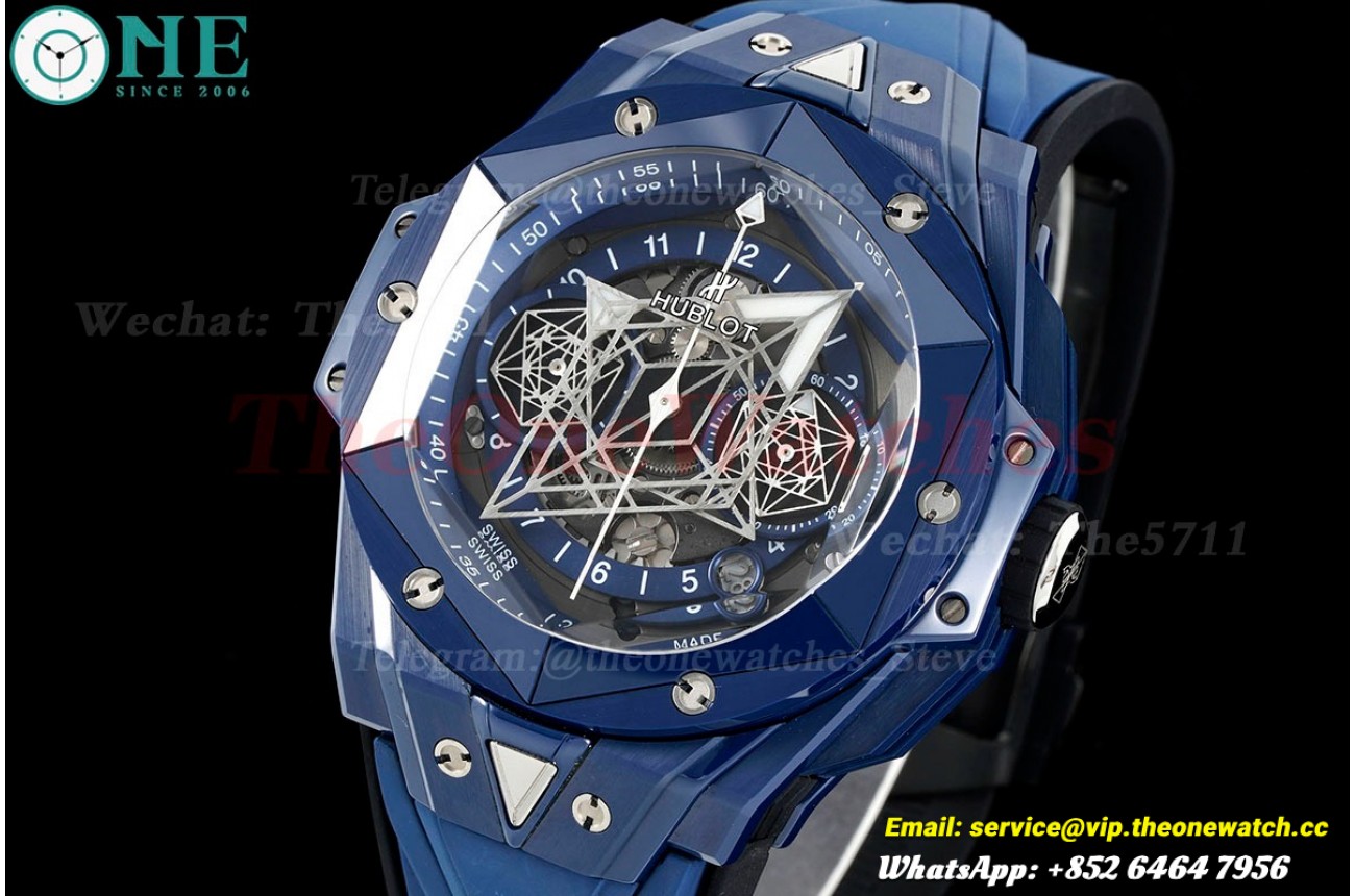 Big Bang Sang Bleu II 45mm Blue Ceramic Skeleton Dial BBF A1240