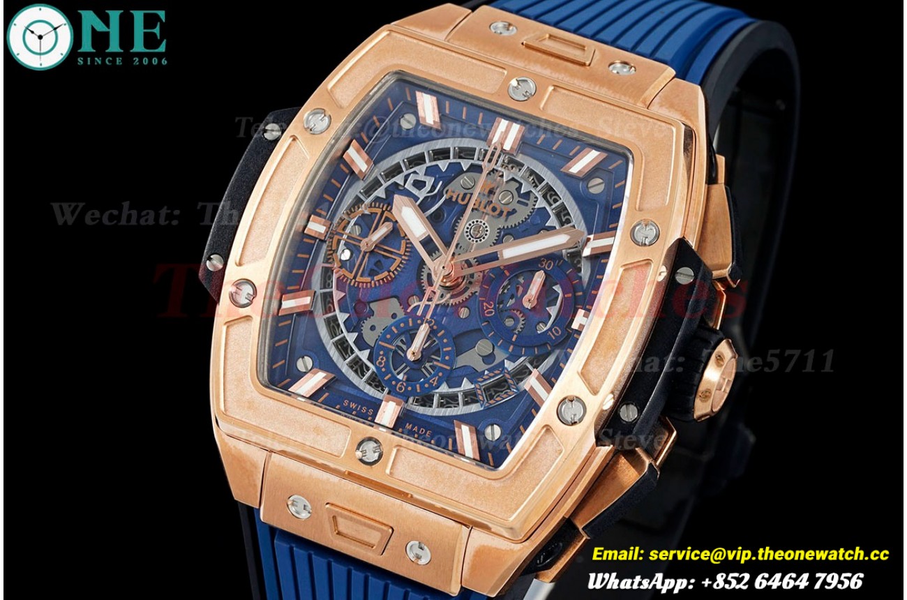 Spirit of Big Bang Chrono 42mm TI/RU Blue Skeleton Dial BBF A7750 Mod