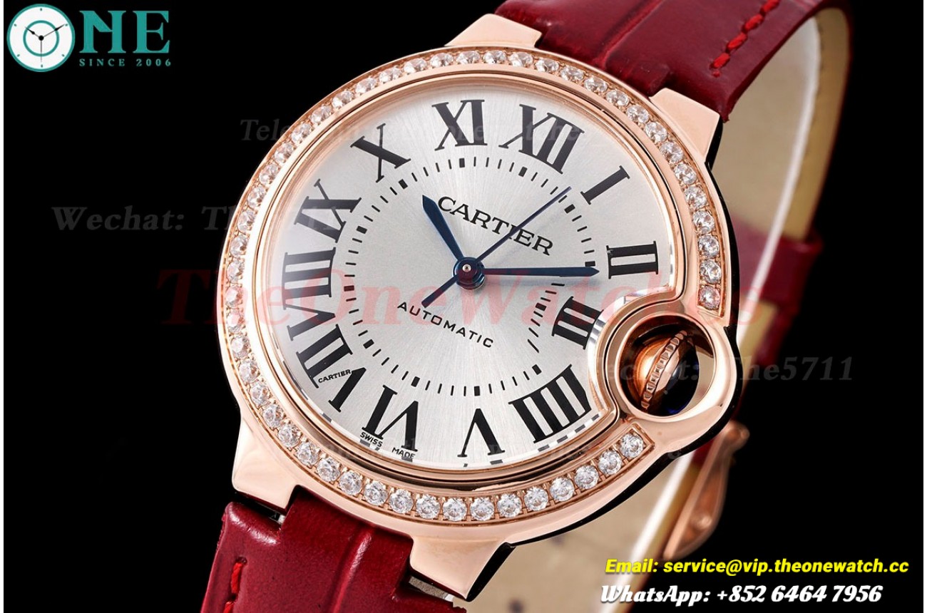 Ballon Bleu De Cartier 33mm Dia RG/LE White/Rmn AF NH05