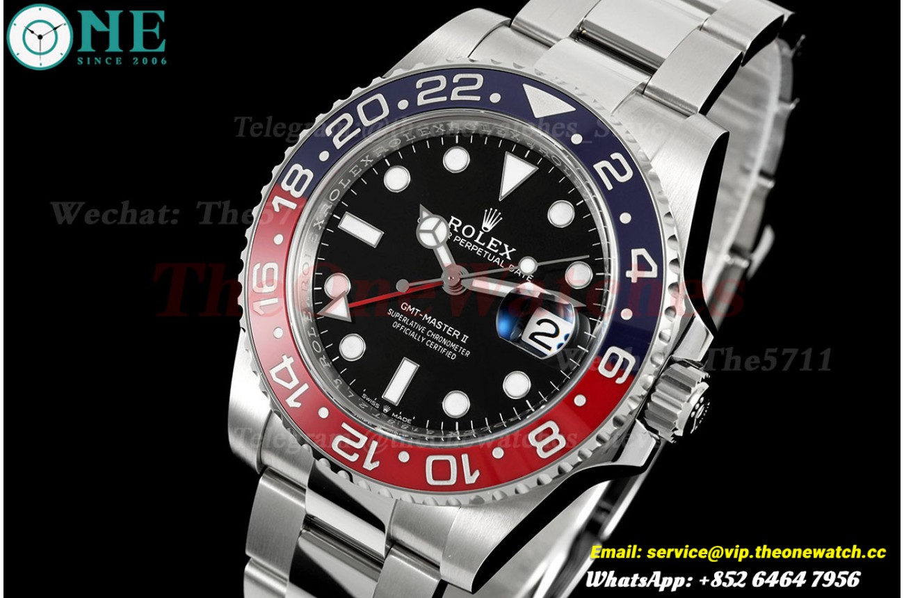 GMT Master II 126710 Pepsi Oys 40mm SS/SS Black VF V3 DD3285 Super Clone