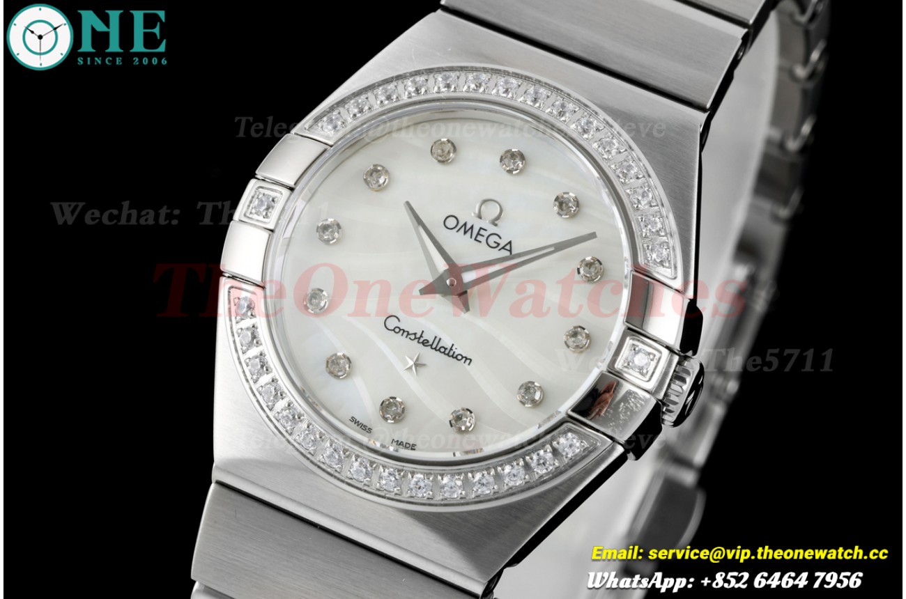 Constellation 28mm Dia SS/SS MOP Textured/Dia 8848F Swiss Qtz