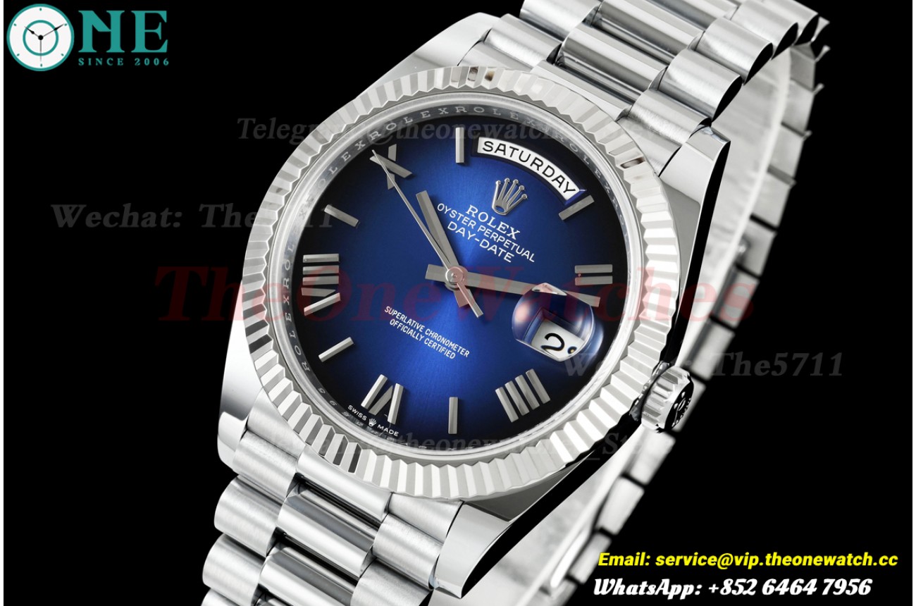 DayDate 228239 40mm SS/SS Omber Blue/Rmn QF V9 JH3255 (Weighted Approx.214g) (Free Sprung)