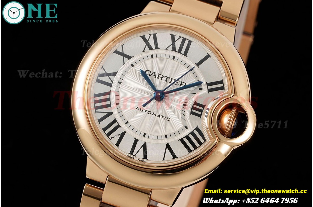 Ballon Bleu De Cartier RG/RG Wht/Stk 33mm Ladies 3KF A076
