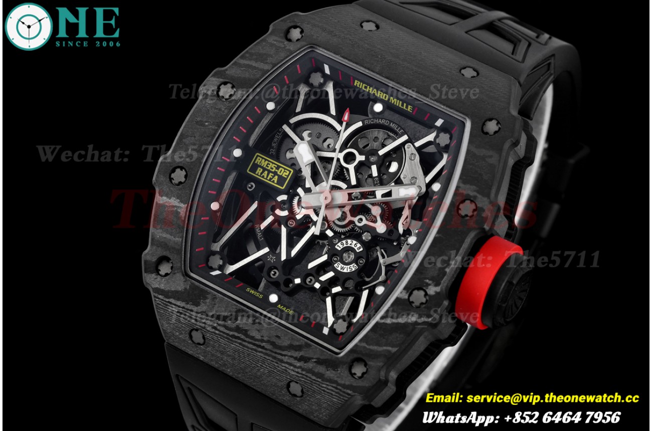 RM035-02 44.5mm Black NTPT/RU Skeleton Dial on Black Strap UMIF RMAL1 (Free Sprung)