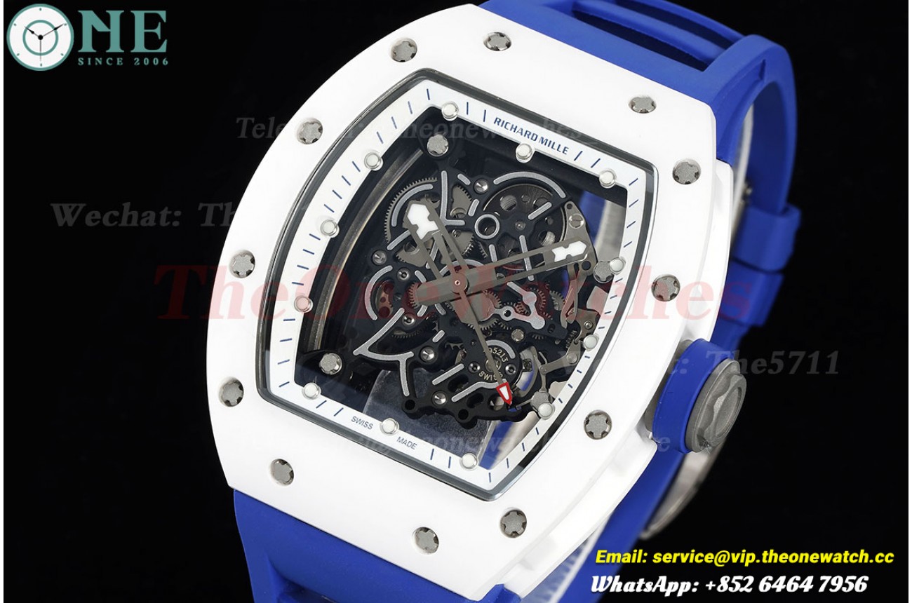 RM055 43mm White Ceramic/RU Skeleton Dial BBF RMUL2 Super Clone