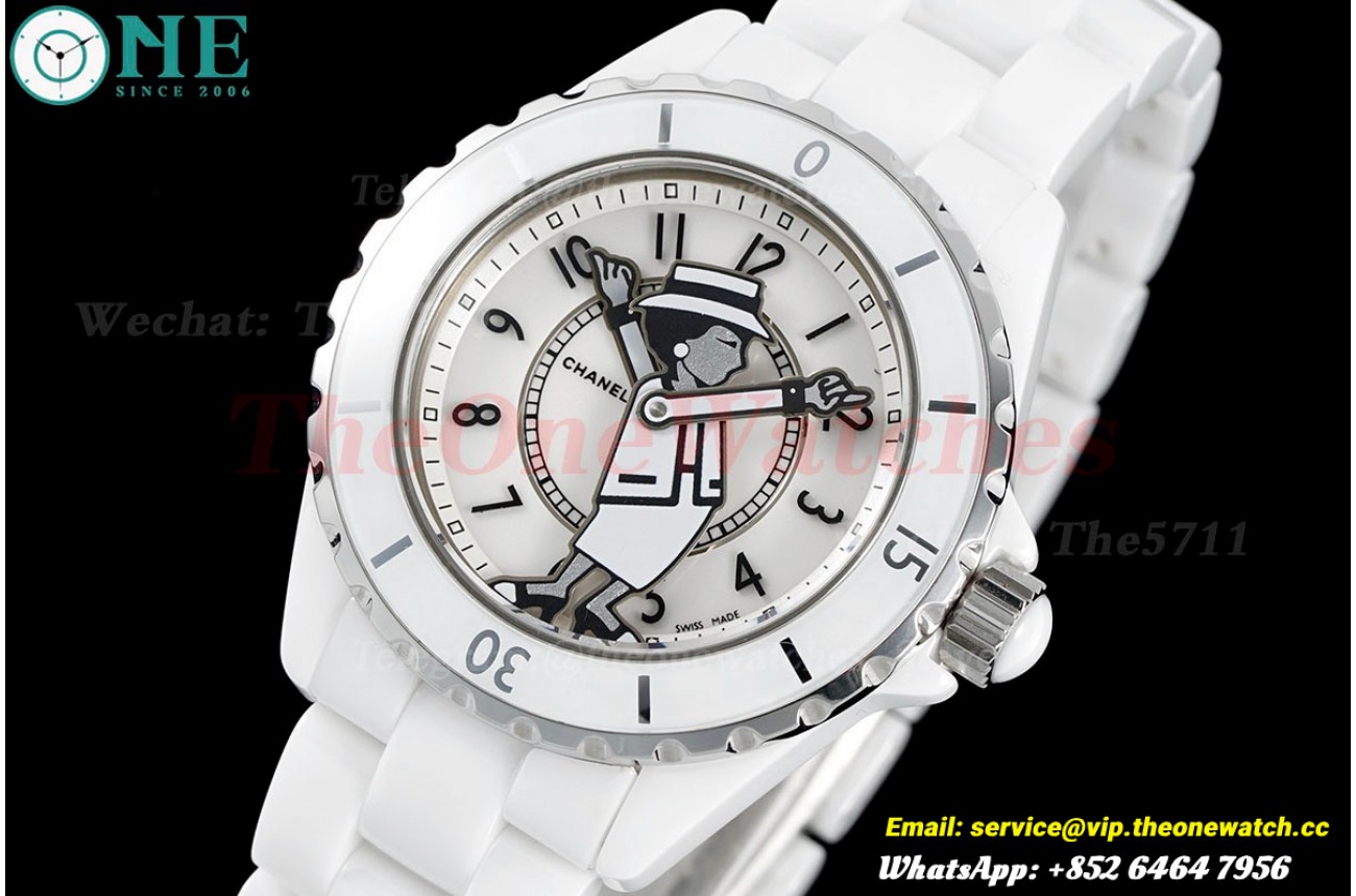 J12 38mm White Ceramic/Cer Doll Dial HTF A2892