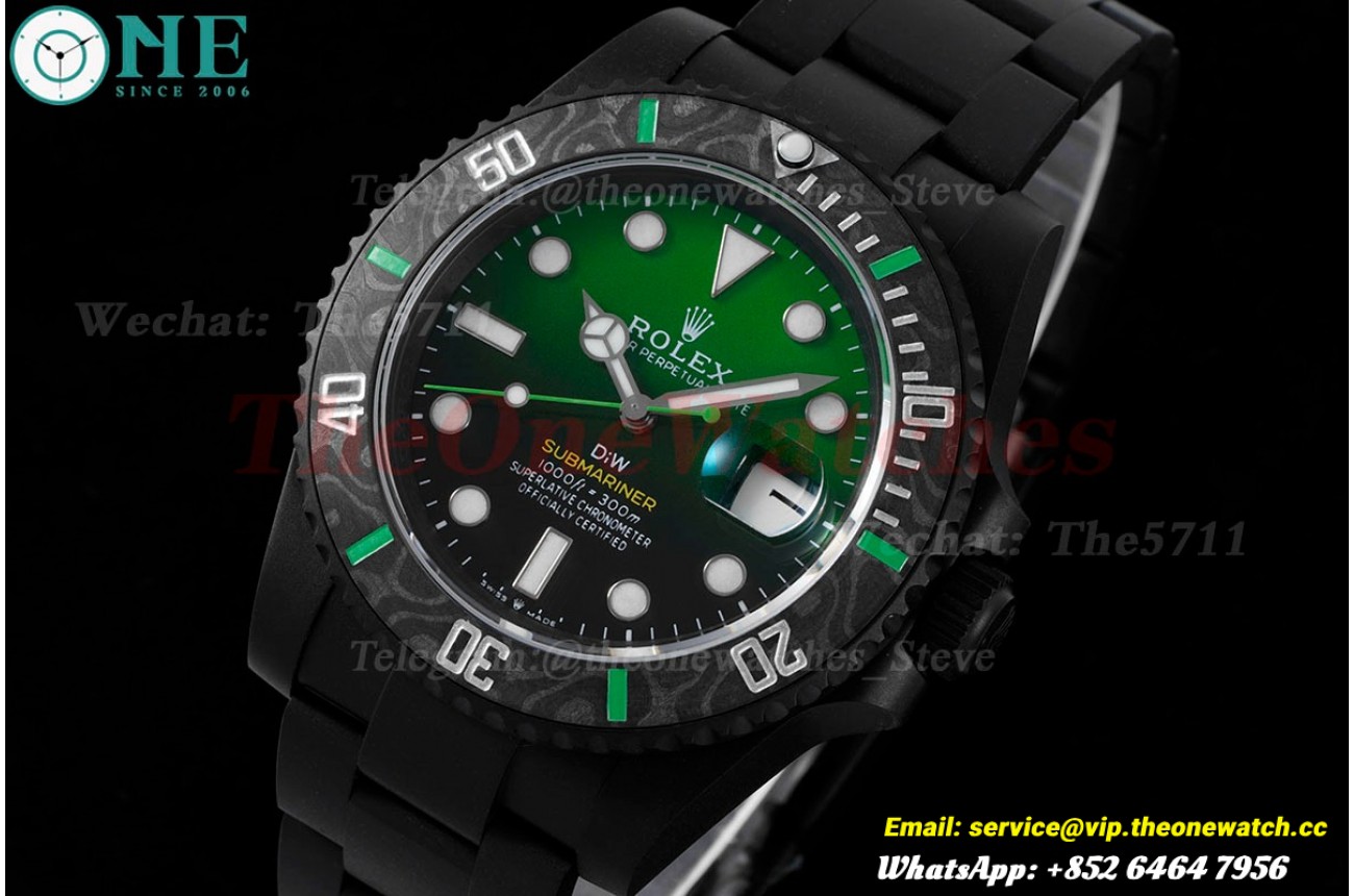 Submariner DIW 40mm 904L DLC/DLC Grn/Blk Dial VSF VS3135