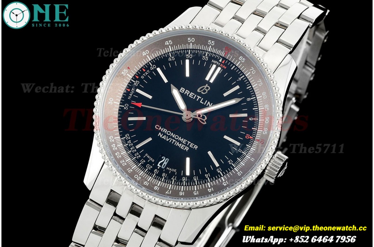 Navitimer 38mm Date SS/SS Black Dial TF A2824