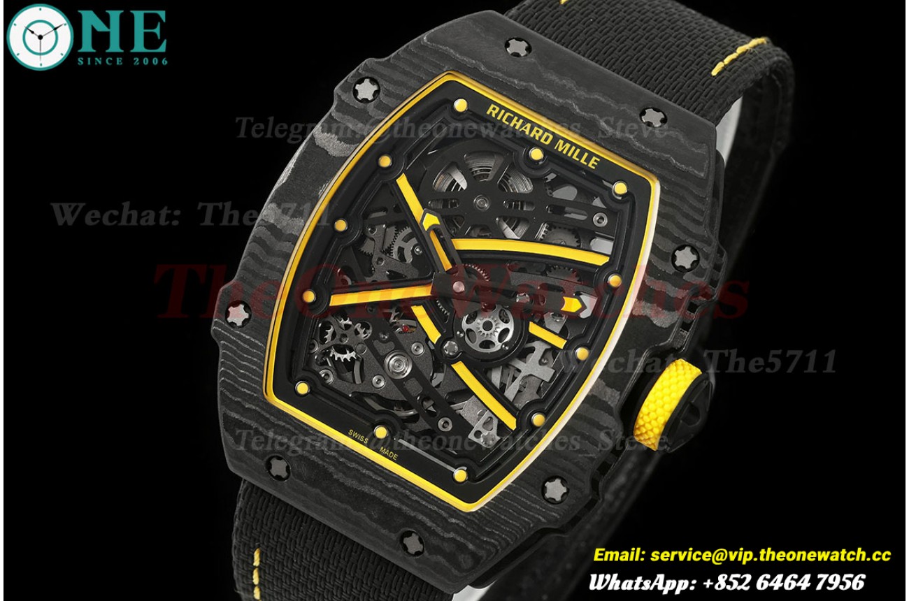 RM67-02 Black NTPT Yellow Skeleton Dial on Black Velcro strap AVF V2 CRMA7