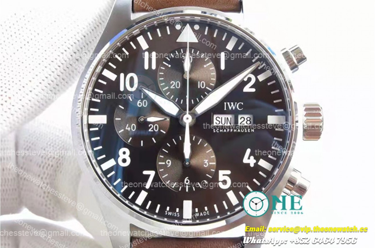 IWC - Pilot Chrono IW377713 SS/LE Brown ZF A7750