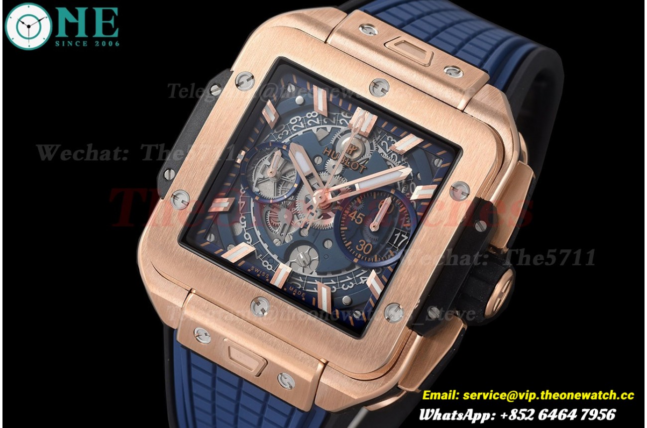 Square Bang Unico 42mm RG/RU Blue Skeleton Dial BBF HUB1280A