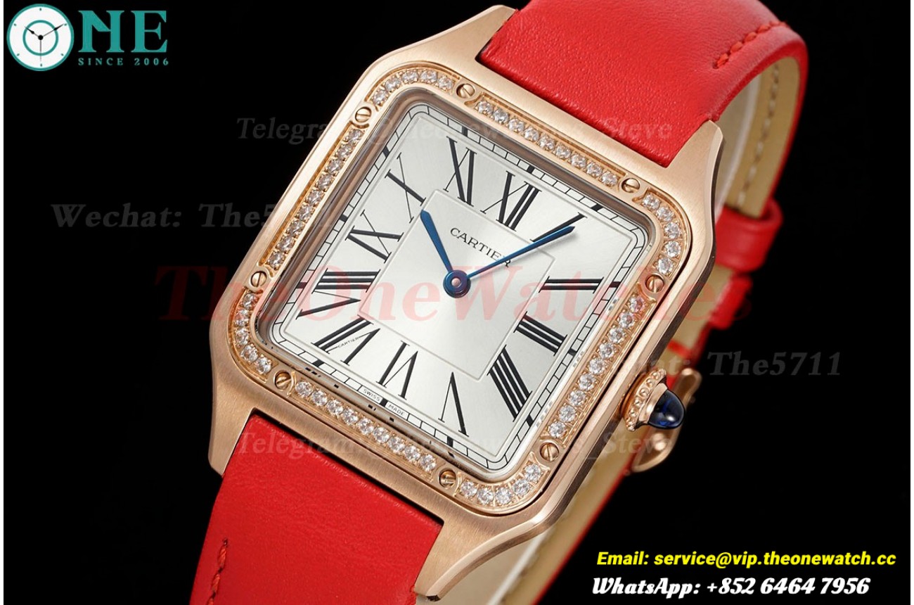 Santos Dumont O Red Dia RG/LE Silver Dial AF Quartz
