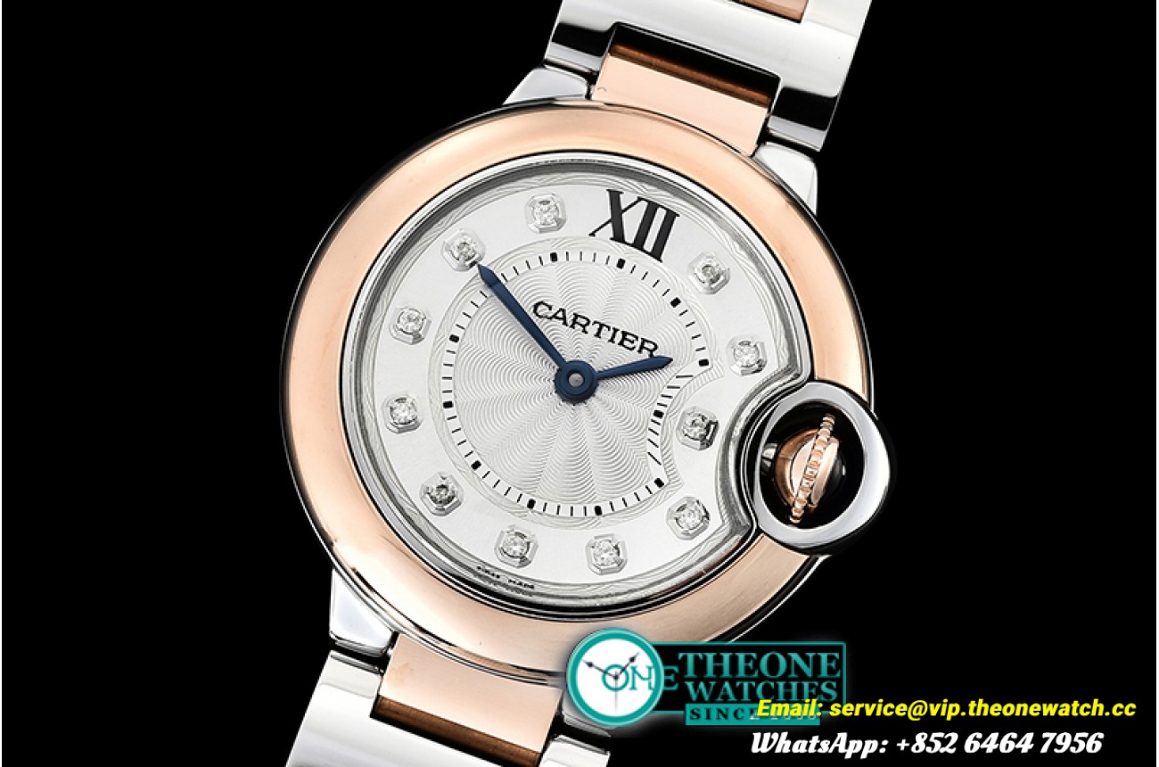 Cartier - Balon Bleu Ladies 28mm RG/SS Wht Diam V6F V2 Swiss Qtz