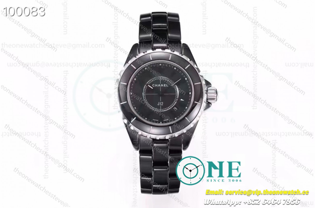 Chanel - J12 Mens 38MM Black CER/CER KORF Swiss Qtz