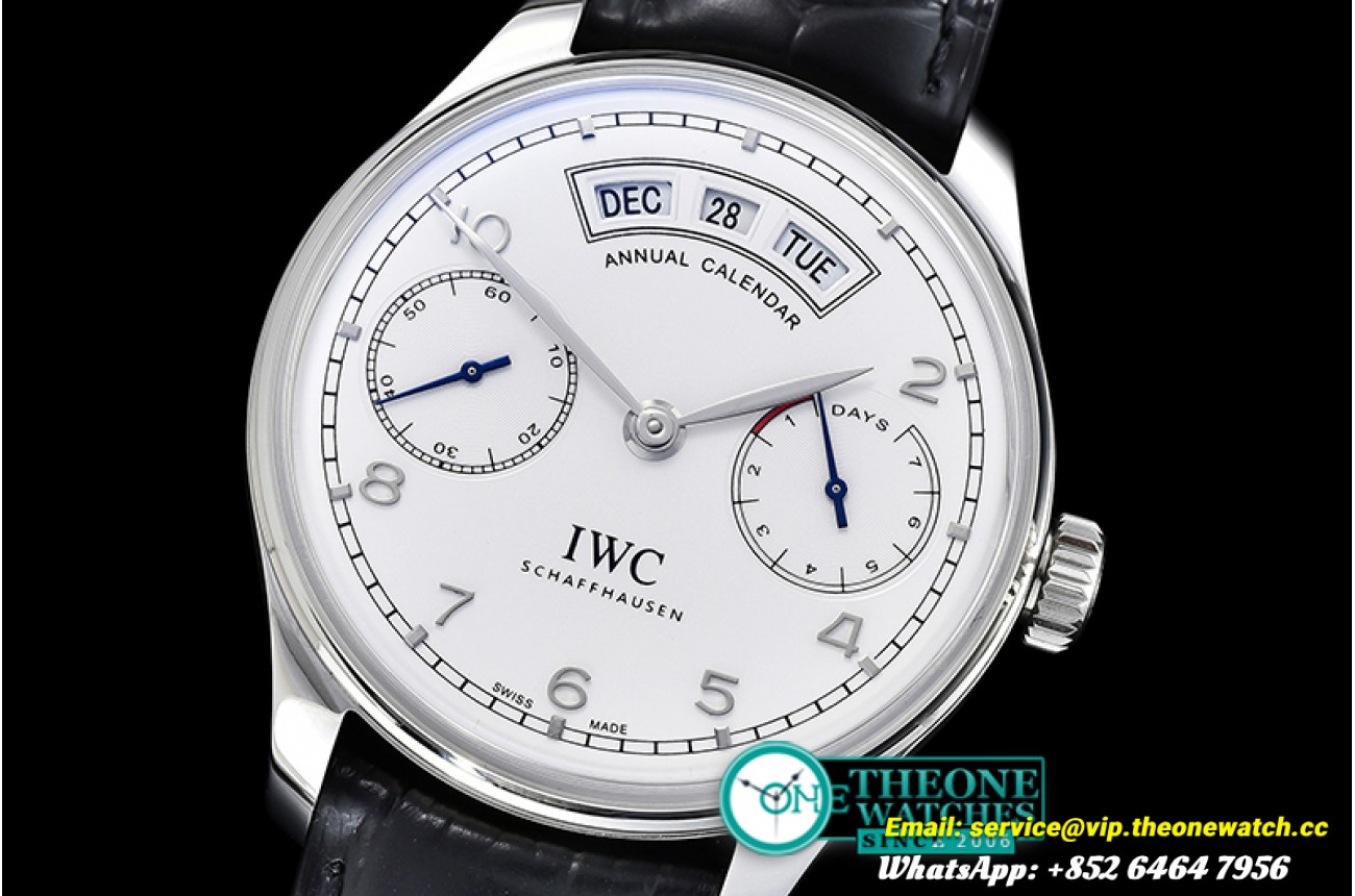 IWC - Portugieser Annual Cal IW503502 SS/LE Wht/SS A52850