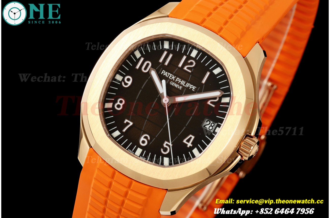 Aquanaut 5167 40mm RG/RU Brown Dial on Orange Rubber Strap BBF DPB330 Super Clone