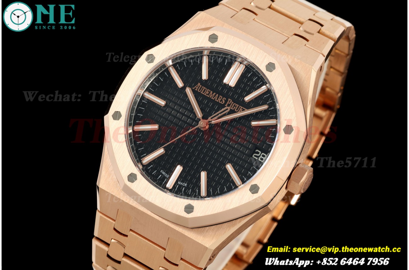 Royal Oak 41mm 15510 RG/RG Black/Stk DDF DD4302 (Weighted Approx.182g)