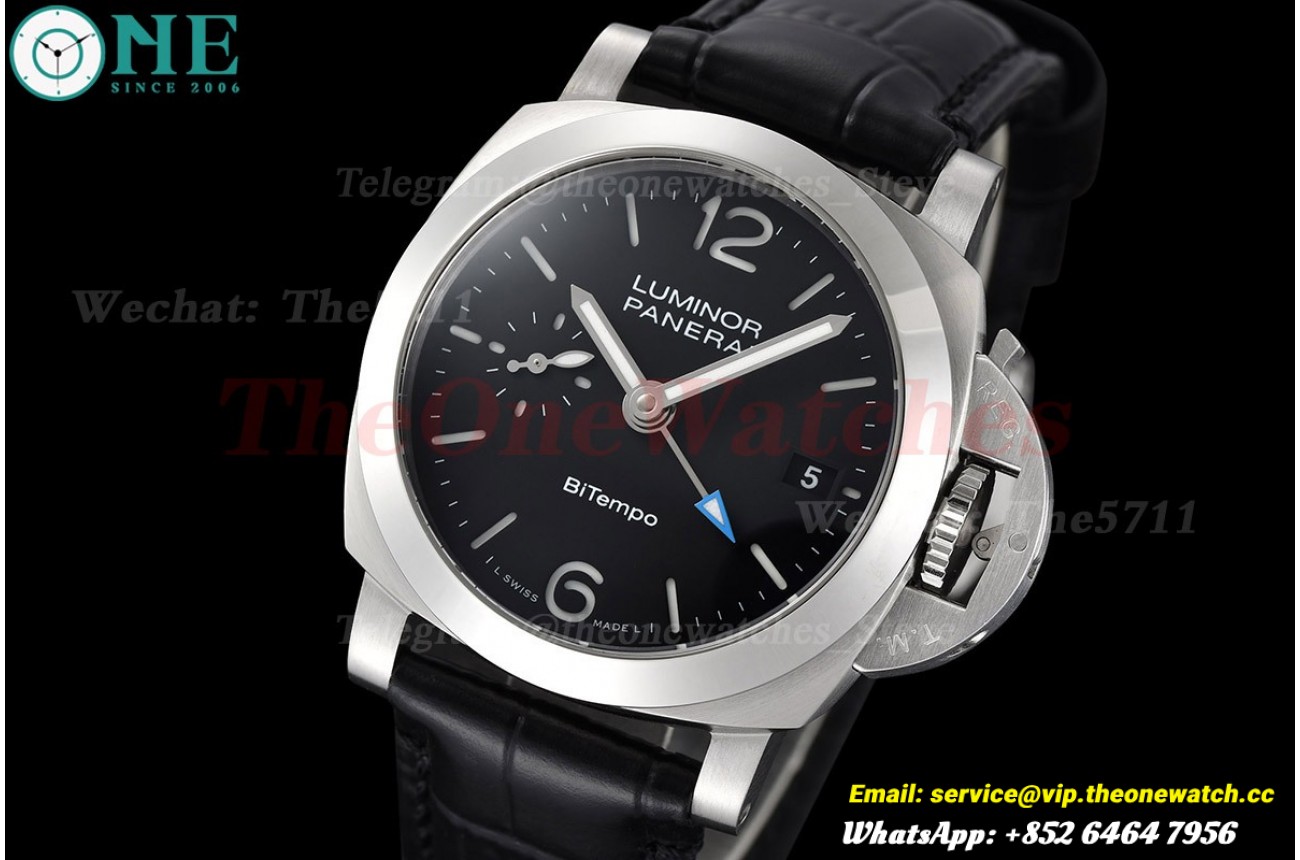 Luminor PAM1365 Bitempo GMT 40mm SS/LE Black Dial VSF P900