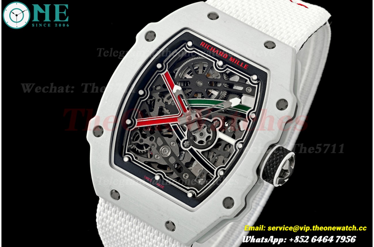 RM67-02 White NTPT Skeleton Dial on White Elastic Strap UMI V2 CRMA7