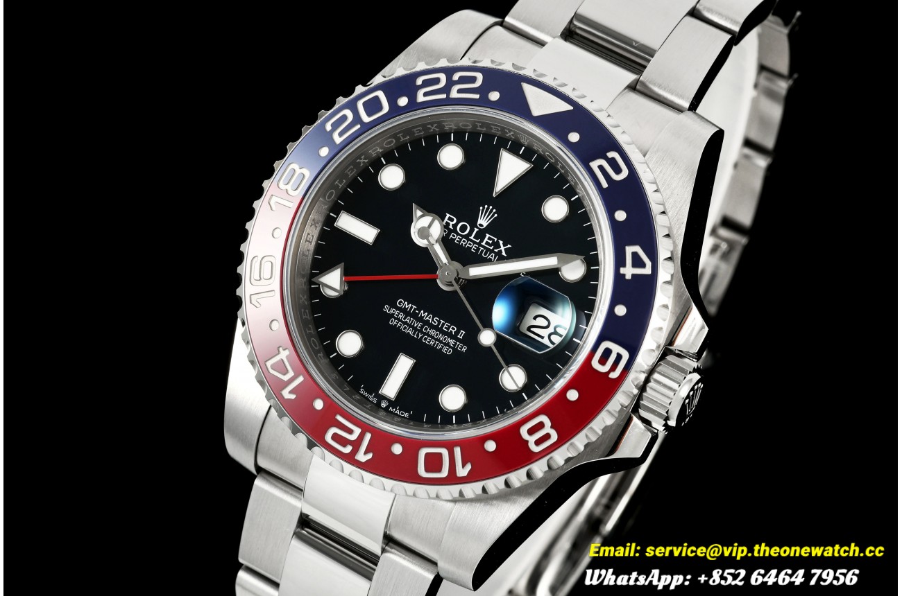 GMT Master II 126710 Pepsi Oys 40mm SS/SS Black Dial WF SH3285 (Gain Weight Approx.216g)