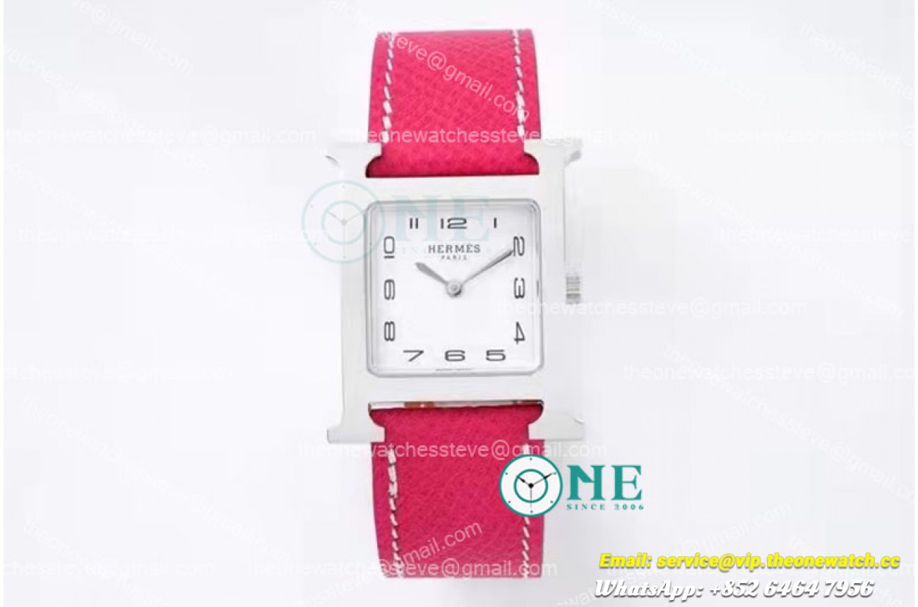 Hermes - Heure H SS/LE White/Num Pink BVF Swiss Quartz