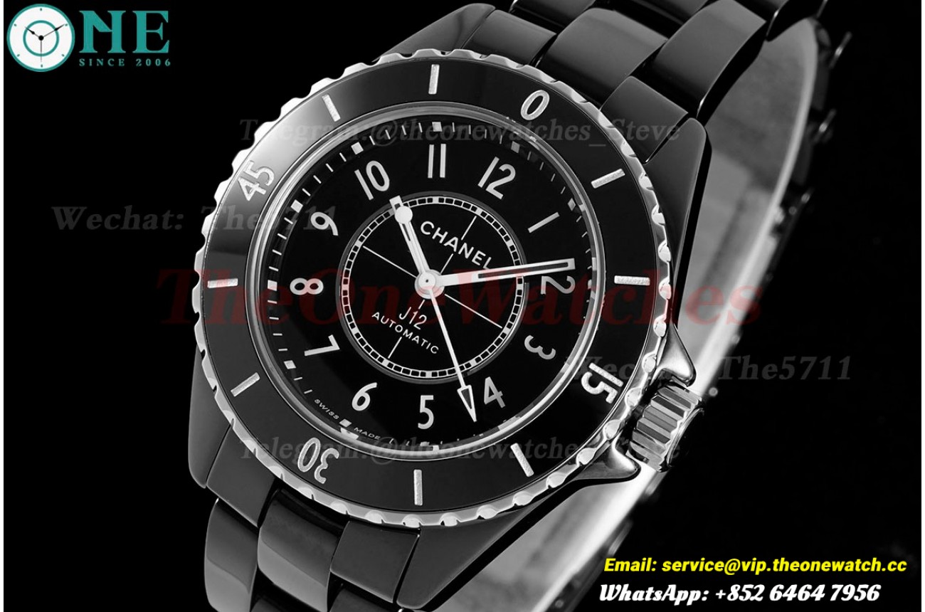 J12 33mm Black Ceramic/Cer Black/Num HTF A12.2