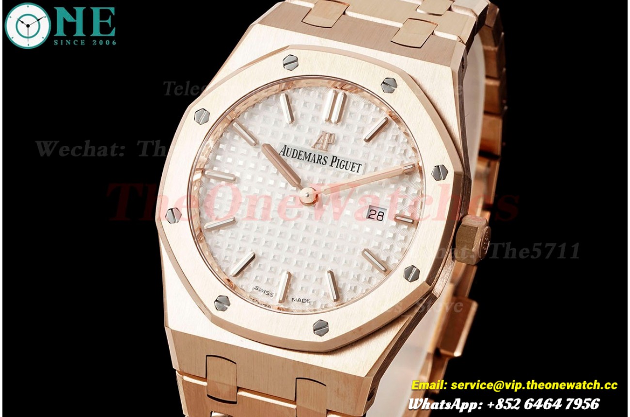 Royal Oak Ladies 67650 33mm RG/RG White ZF Swiss Qtz