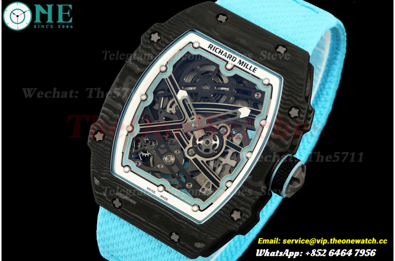 RM67-02 Black NTPT Skeleton Dial on Blue Elastic Strap AVF V2 CRMA7