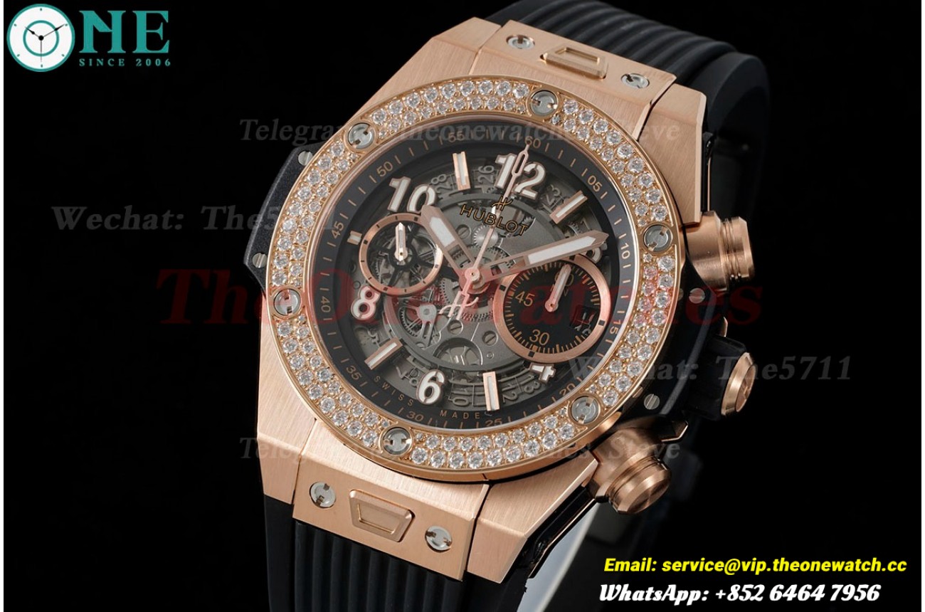 Big Bang Unico 44mm Diams Bezel Titanium/RG Rubber BBF A1280