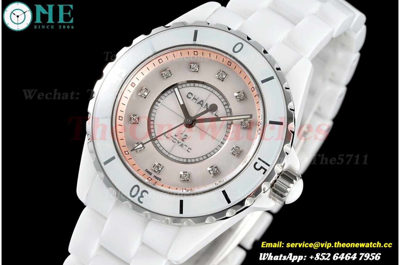 J12 38mm White Ceramic/Cer Cream Mop/Dia HTF A2892