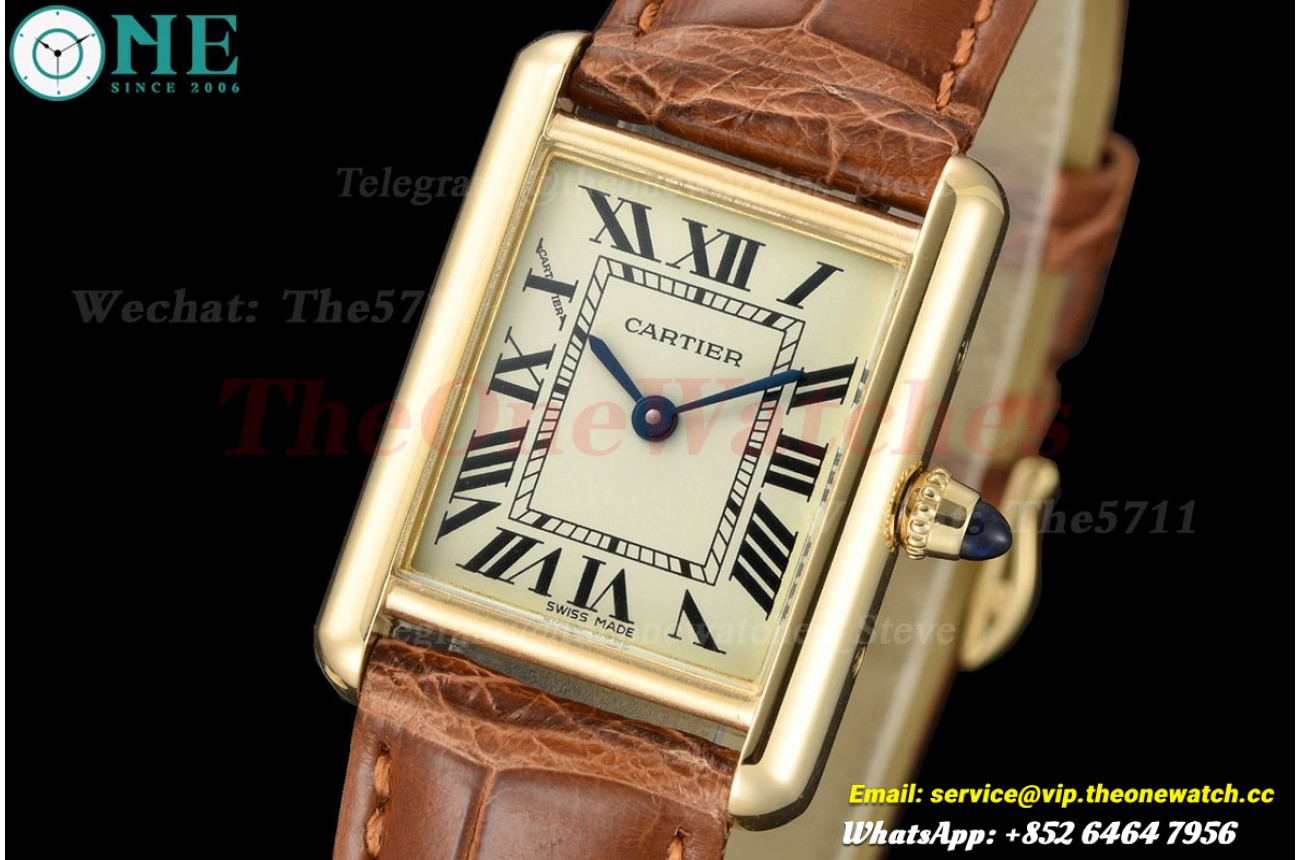 Tank Louis 22mm Alligator YG/LE White Dial DRF Quartz