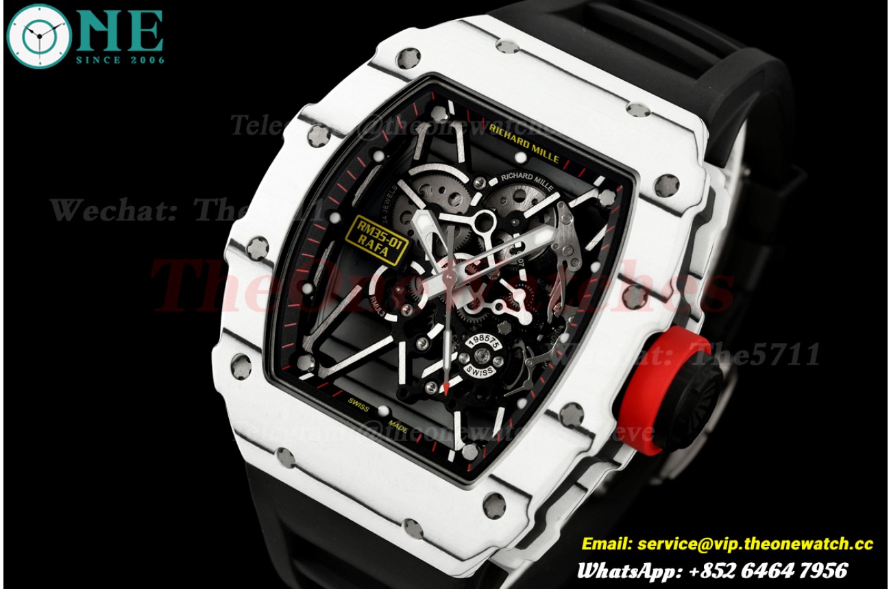 RM35-01 44.5mm White NTPT/RU Skeleton Dial on Black Strap Mille RMUL3 (Free Sprung)