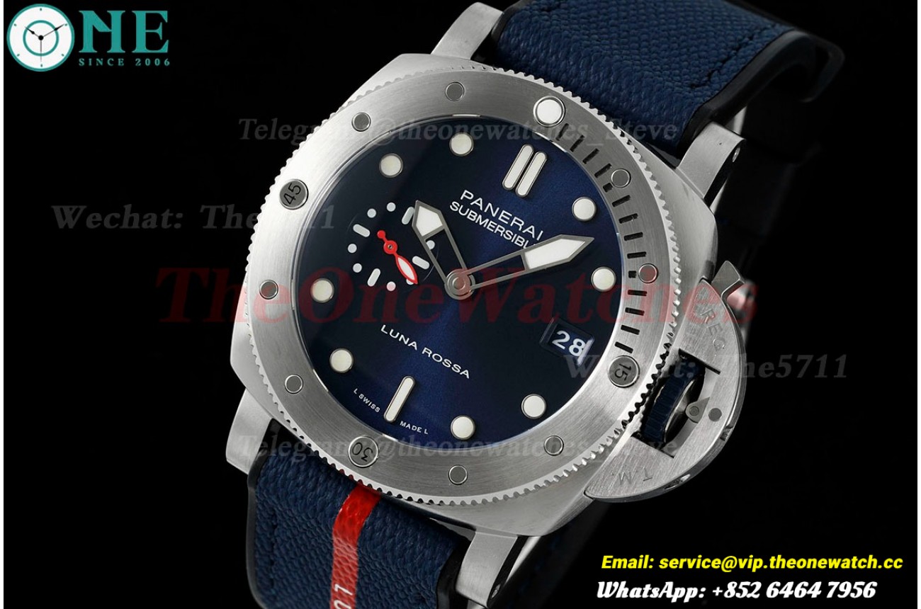 Submersible PAM1391 Luna Rossa 44mm SS/RU Blue Dial VSF P900
