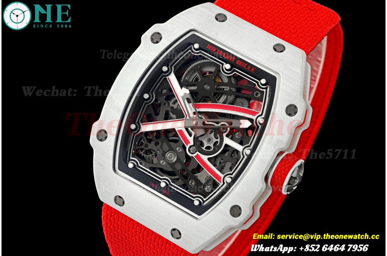 RM67-02 White NTPT Skeleton Dial on Red Elastic Strap UMI V2 CRMA7
