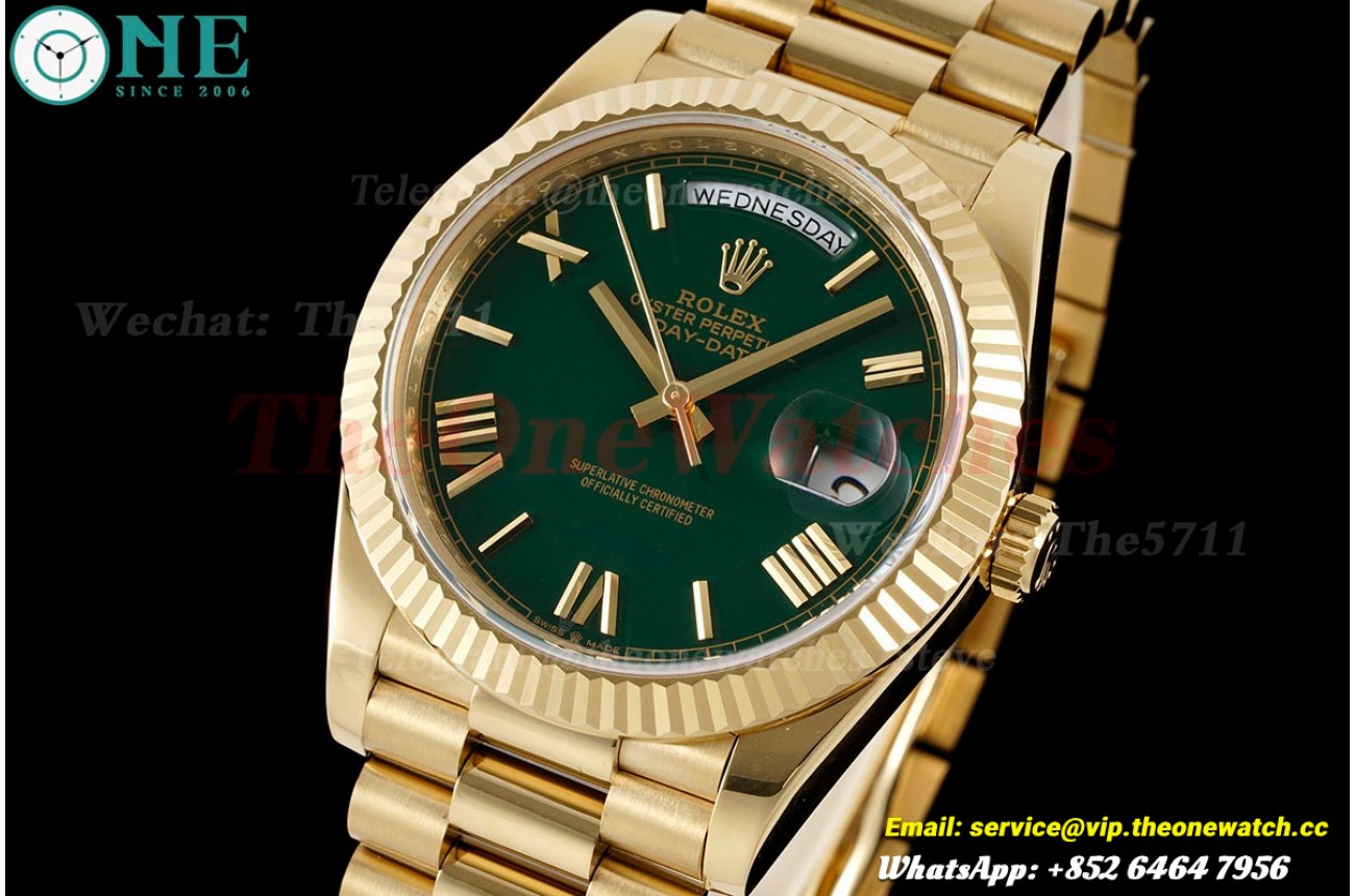 DayDate 228238 40mm Pres YG/YG Green Dial GMF A2836 (Gain Weight)