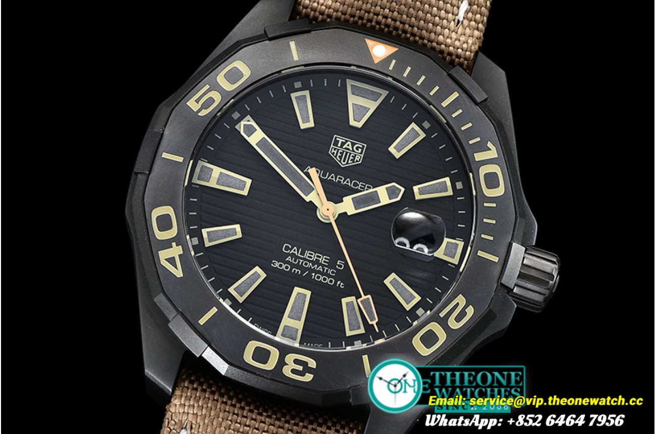 Tag Heuer - Aquaracer Caliber 5 43mm DLC/NY Blk/Org V6F A2824