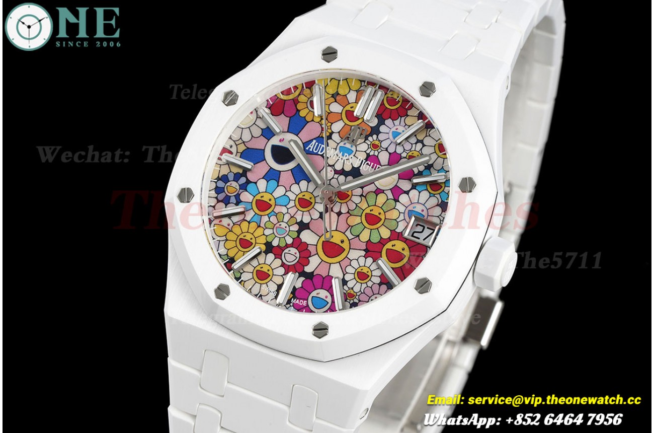 Royal Oak 41mm 15500 White Ceramic/Cer Sunflower Dial APSF SA4302 Super Clone