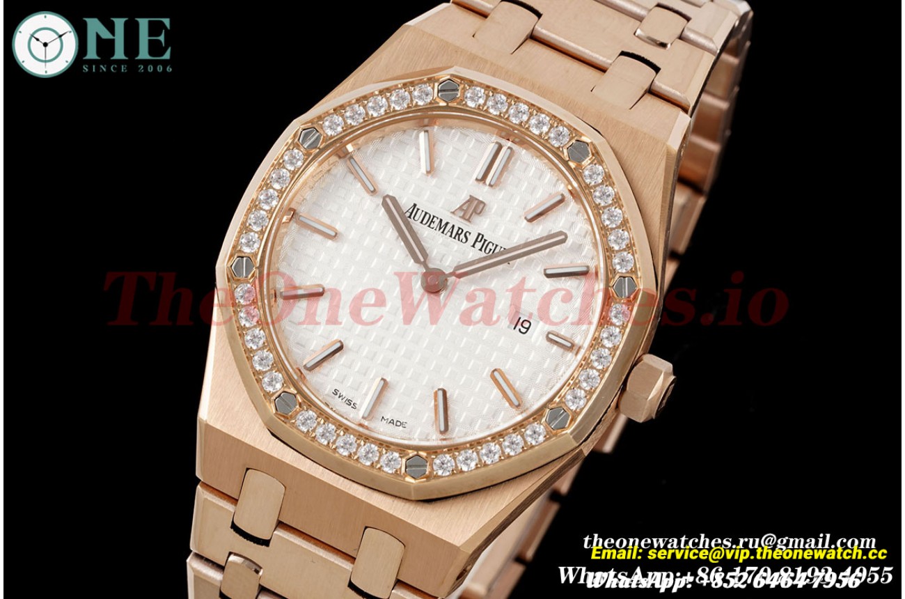 Royal Oak Ladies 33mm RG/RG Diamond/White JJF Swiss Qtz