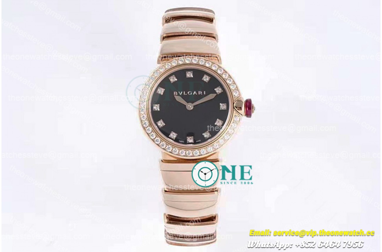 Bvlgari - Lvcea series 28mm RG/SS Black/Dia Diam BVF Swiss Qua